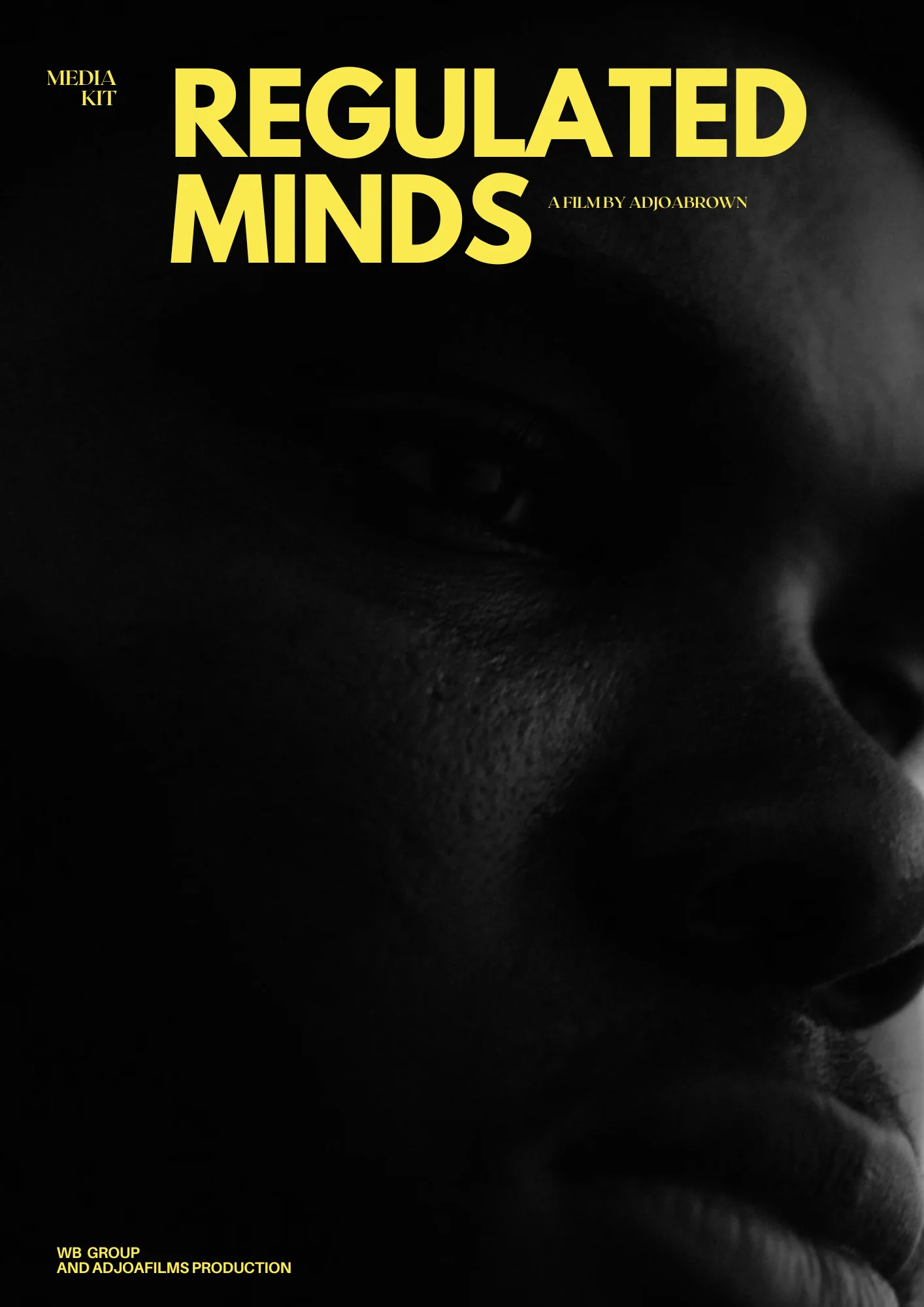 Regulated Minds film poster featuring a shadowed close-up portrait